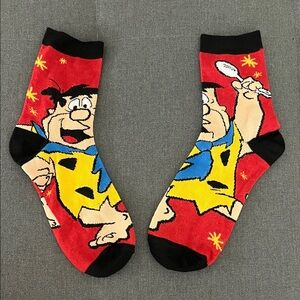 Fred Flintstone Cartoon Socks - Red and Black